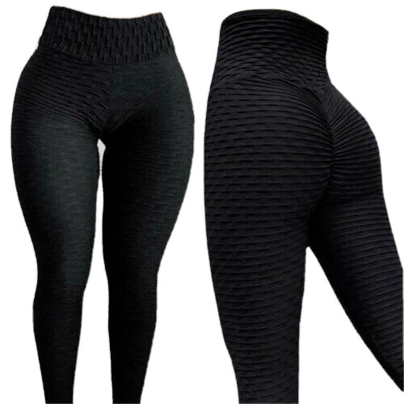 Siqnatures Pants - SIQNATURES Anti-Cellulite Scrunch Butt High Waist Leggings Womens XL Black Yoga
